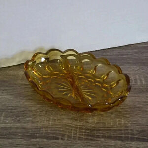 Vtg Fairfield Amber  Divided Dish